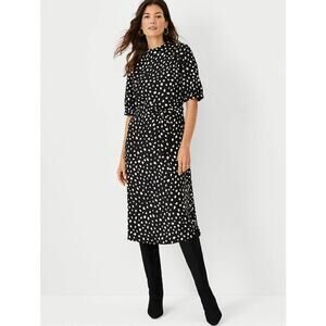 Ann Taylor Spotted Mock Neck Midi Dress 14